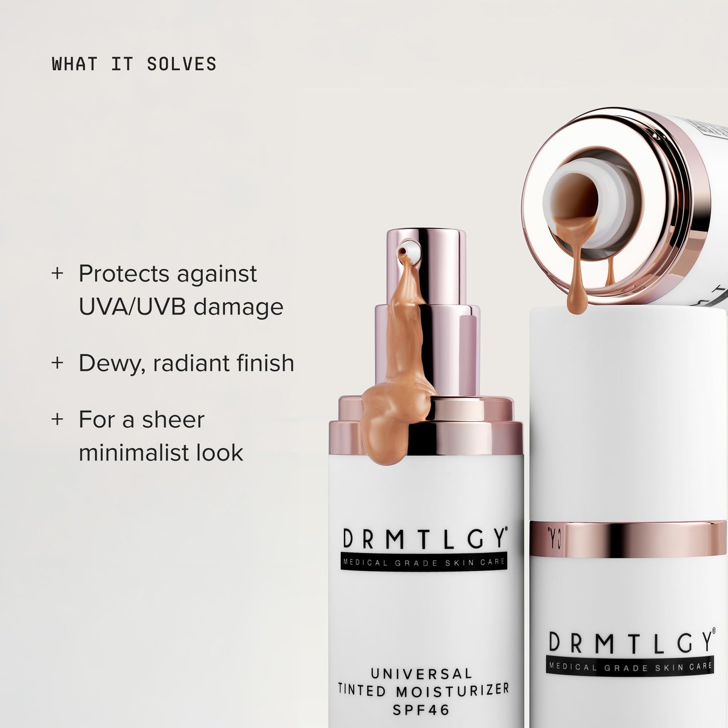 DRMTLGY Universal Tinted Moisturizer SPF 46 – Hydrating Dewy Tinted Sunscreen for Face with Zinc Oxide & Octinoxate – Niacinamide & Hyaluronic Acid – Broad Spectrum Lightweight Daily SPF