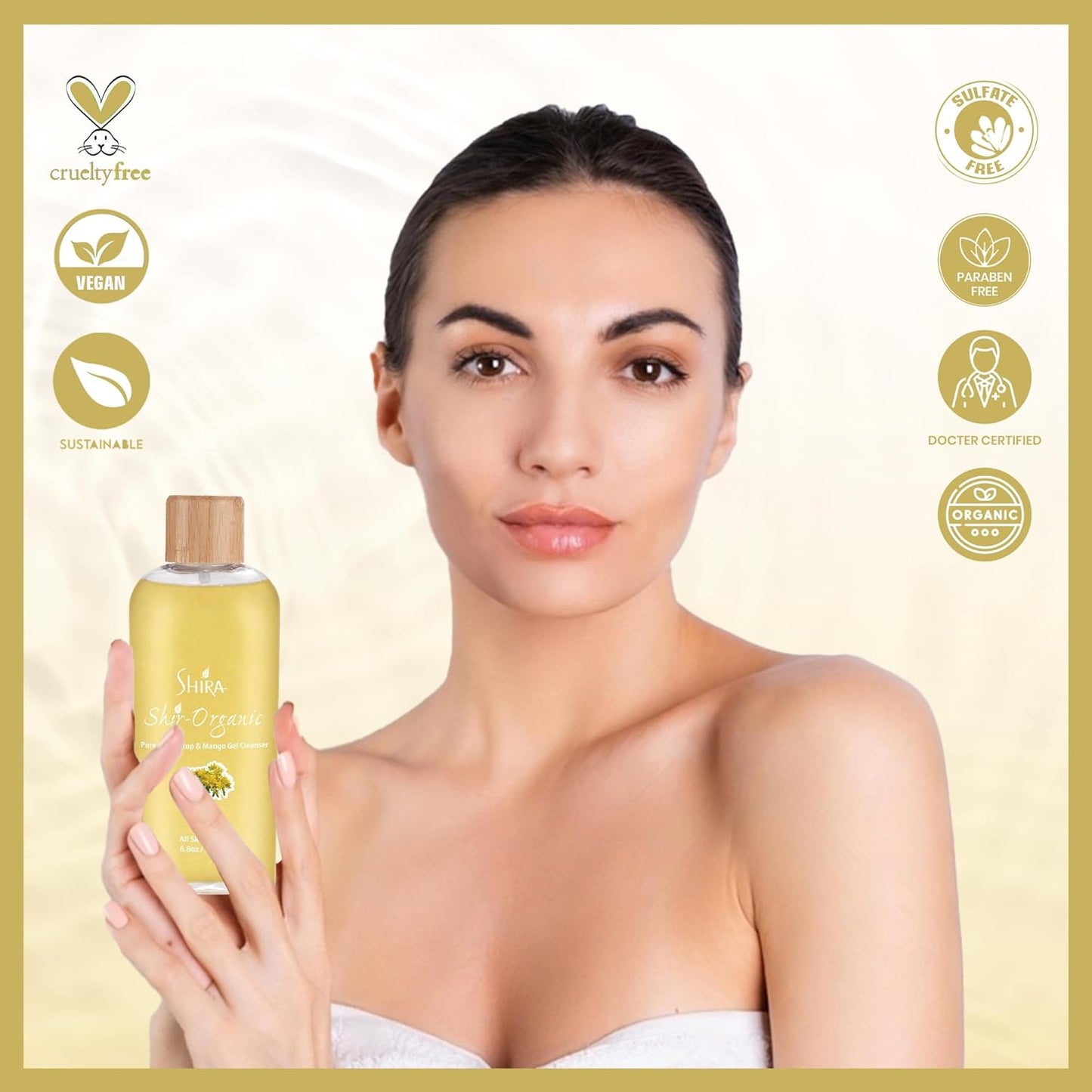 Shira Shir Organic Stone Crop & Mango Gel Cleanser - Hydrating Face Wash for Smooth Skin | 200ml, Natural Ingredients