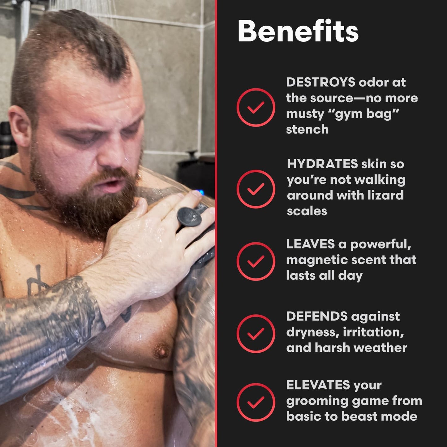 Beard Struggle Eddie Hall Body Wash - Ragnarok Rising Cologne Scent | Deep Cleanse, Vegan-Friendly, 8 fl oz