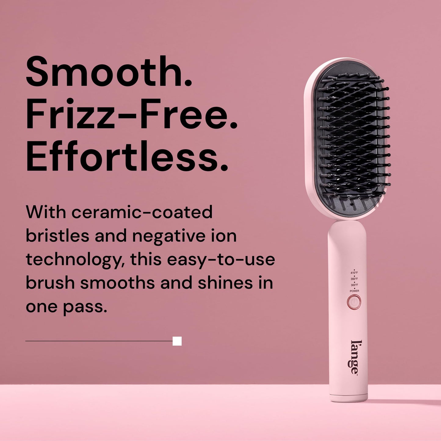 L'ANGE HAIR Mane Pass Straightening Hot Brush | Hair Straightening Brush with Ceramic Bristles & Negative Ion Technology | Adjustable Temp | Auto Shut-Off & Dual Voltage | (Black)