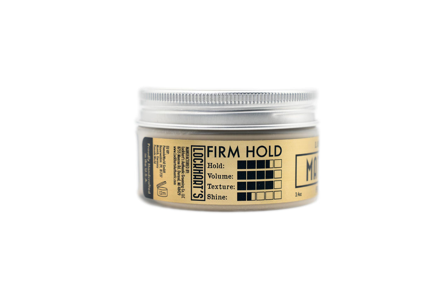 Lockhart’s Premium Matte Clay - Styling Hair Paste For Men - Natural Matte Finish - Handcrafted Styling Clay for Textured Looks (3.4oz)