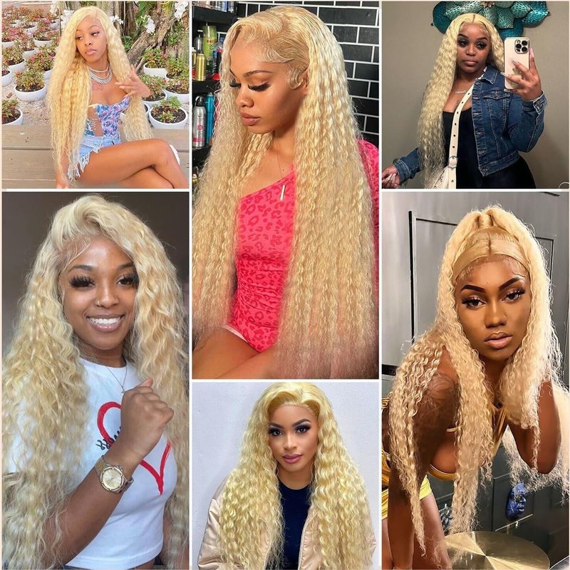 613 Blonde Bundles Human Hair Water Wave Human Hair Bundles 22 24 26 Inch Honey Blonde Brazilian Hair 3 Bundle Unprocessed Virgin Remy Hair Extensions 50 Gram Per Bundle