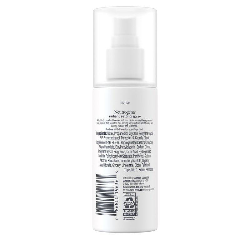 Neutrogena Healthy Skin Radiant Setting Spray, Long-Lasting Face Mist with Antioxidants & Pep-tides, Lightweight Hydrating Formula Locks Makeup for Glowing, Refreshed Skin, 3.4 fl. Oz