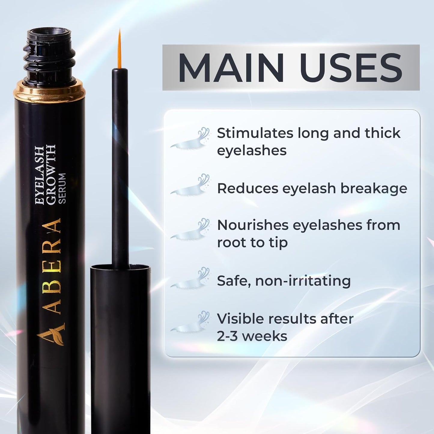 Abera Misan Eyelash Growth Serum - Natural Lash Booster with Red Ginseng & Biotin for Fuller, Longer Lashes | Safe for Sensitive Eyes (1 Box)