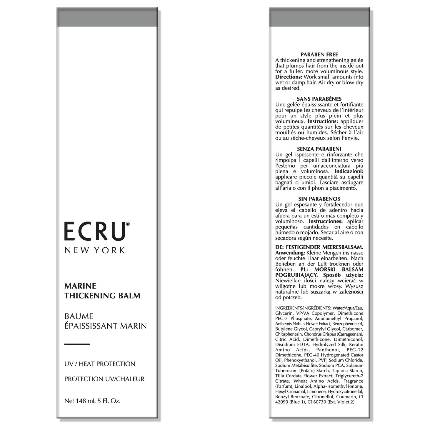 ECRU Marine Thickening Balm, Hair Thickening Gel, Thickener for Volumizing, Hair Styling Products, 5oz