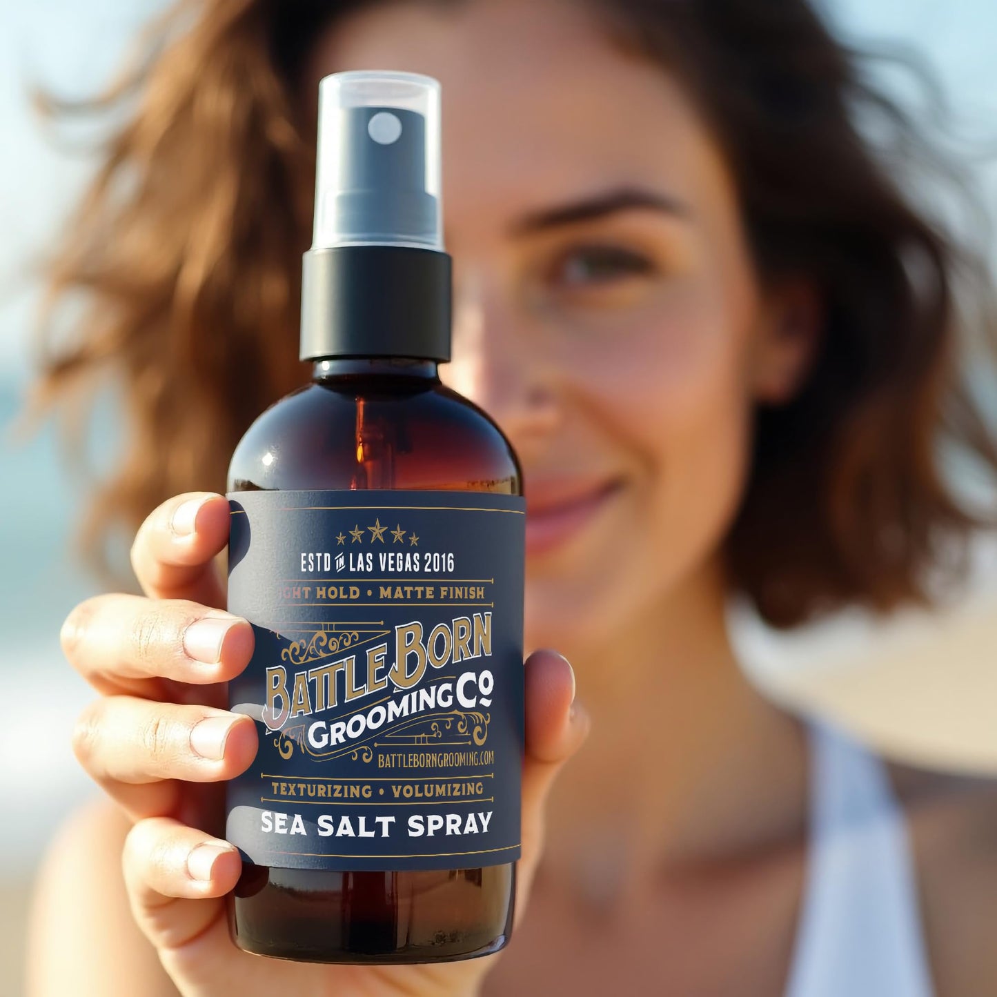 Battle Born Grooming Co Sea Salt Spray (8 fl oz) – Natural, Vegan, Texturizing Spray for Effortless Beach Hair & Waves – Adds Volume, Texture, and Thickness – Unisex