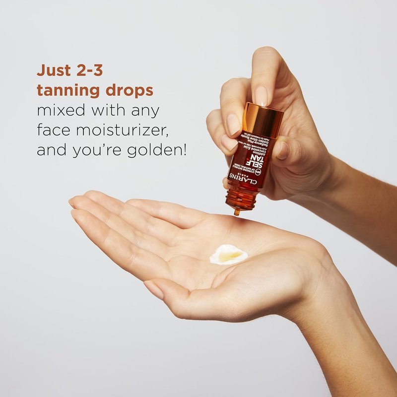 Clarins Self Tanning Face Booster - Natural Tanning Drops for Moisturizer | Hydrating, Streak-Free Tan | 0.5 Oz