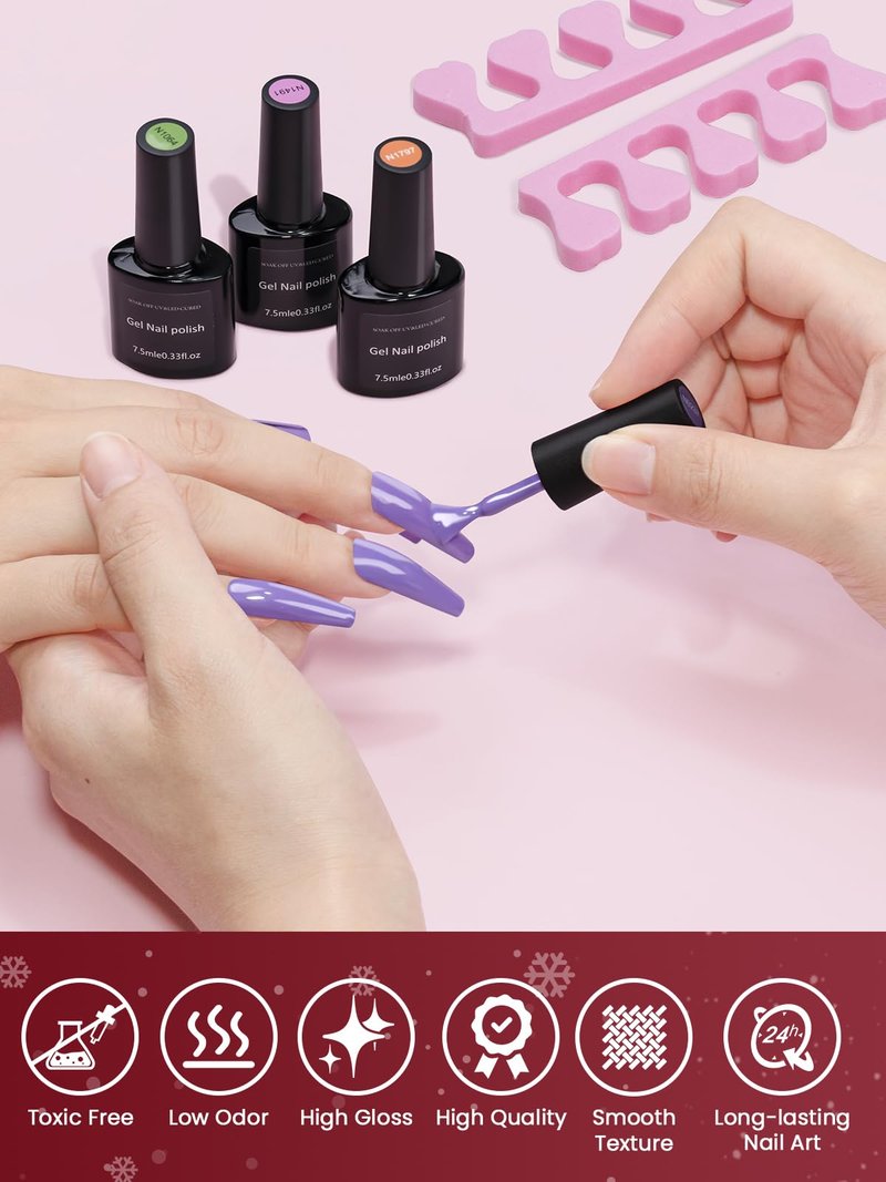 60 Pcs Gel Nail Polish Set 55 Nude Colors Nail Poilsh Kit with Base Matte & Glossy Top Coat Glitter Nail Polish Professional Manicure Kit Nail Supplies for Women Starter Nail Art Salon DIY at Home