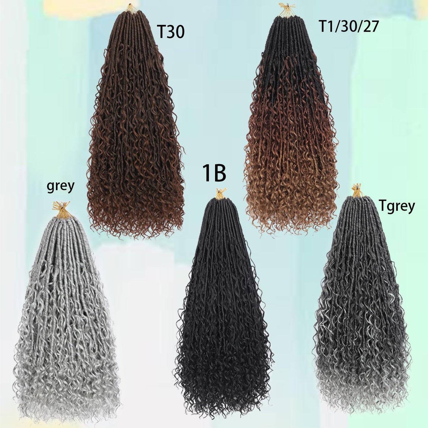 T1 30 27 Goddess Locs Crochet Hair Brown Blonde Ombre Pre Looped Braiding Hair 84 Strands Bohemian Faux Loc Boho Braids 30 Inch River Locs Dreadlocs Hair for Black Women