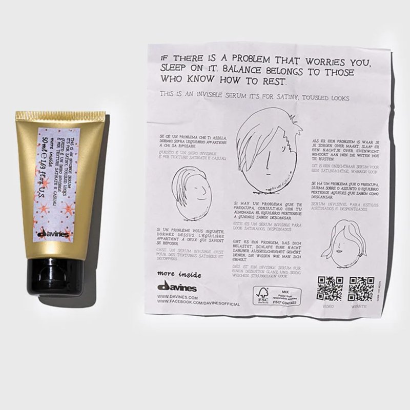 Davines This Is An Invisible Serum, Light Hold Anti-Frizz & Satiny Look - Soft Texture & Separation - Creates Casual "Undone" Styles, Travel Size, 1.69 Fl Oz