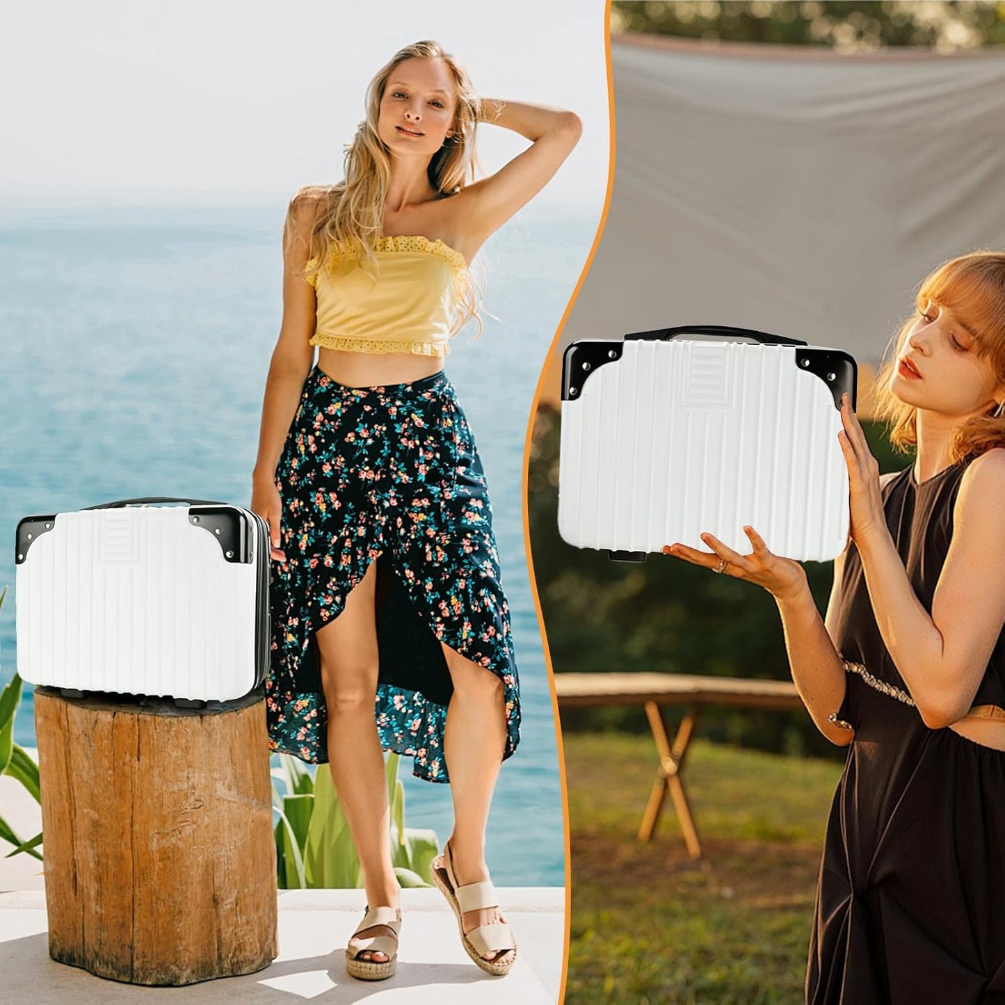 Cosmetic Organizer - 14-Inch Hard Shell Travel Makeup Case | Portable Suitcase for Women