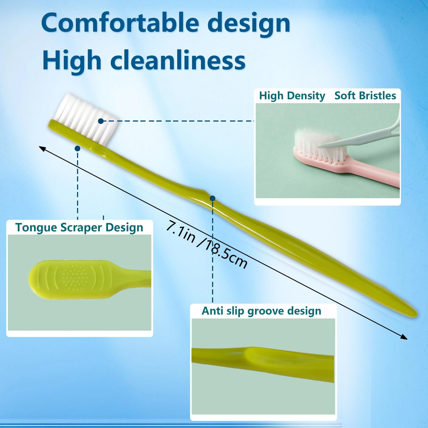 MZHRUIKAN 50 PCS Disposable Toothbrushes, Bulk Individually Wrapped Toothbrushes, Travel Toothbrush Pack, Ultra Soft Bristles & Non-Slip Handle, Perfect for Home, Travel, Hotel, Donation (50 Pieces)