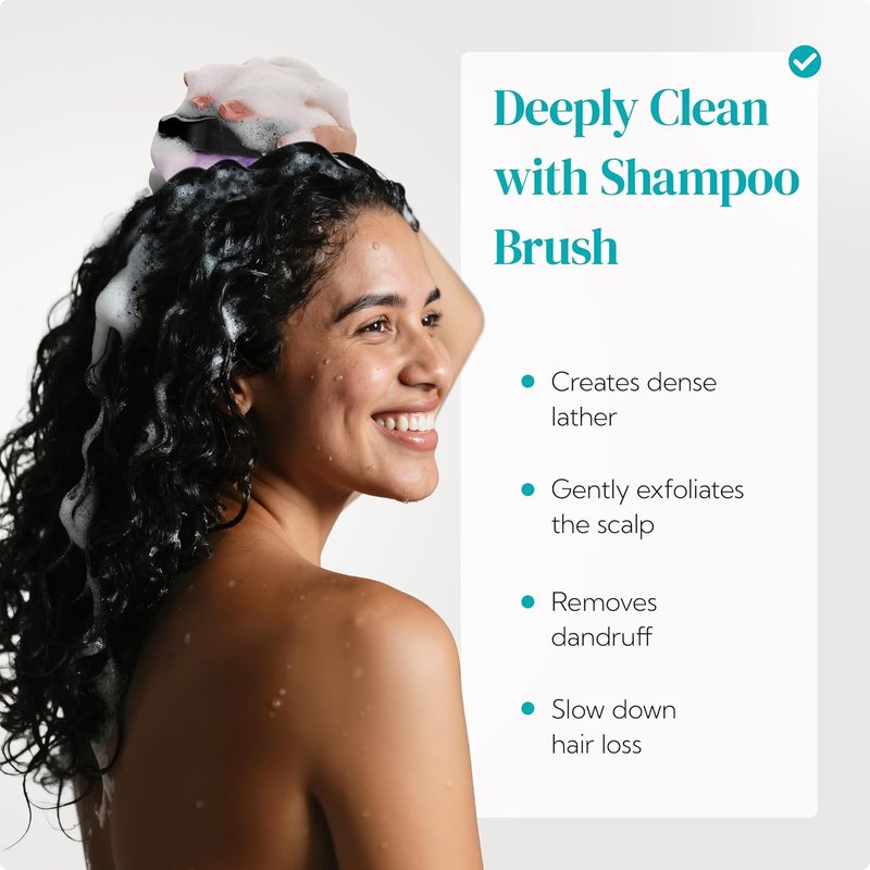 HEETA Hair Scalp Massager Shampoo Brush - Soft Silicone Bristles for Dandruff Removal | Waterproof, 2 Pack (Green & Black)