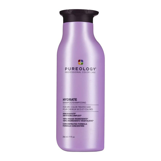 Pureology Hydrate Shampoo - For Dry or Color Treated Hair, Moisturizing Shampoo For Hydration & Softness, Protects Color Vibrancy, With Rose Extract & Green Tea, Vegan & Sulfate-Free