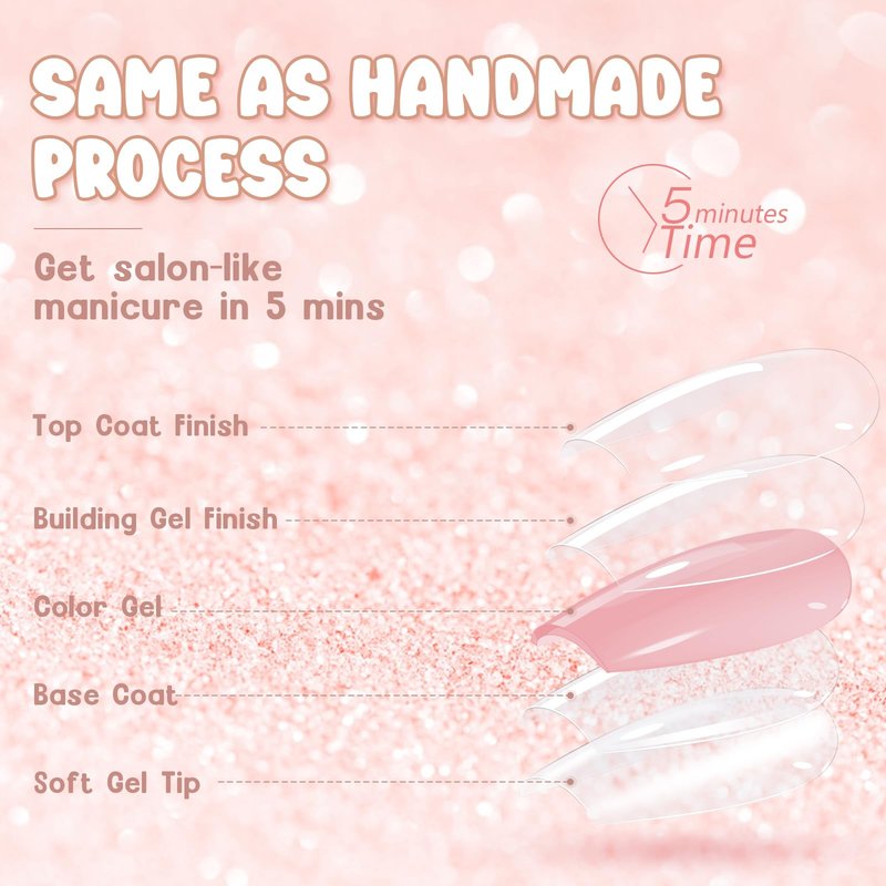 Jofay Fashion Press On Nails - Short Square Nails, 160Pcs Acrylic Nails, Flash 03
