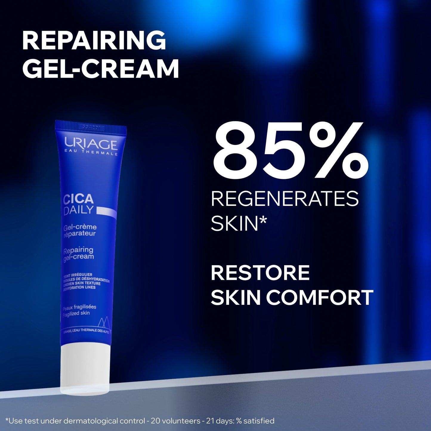Uriage Cica-Daily Repairing Gel-Cream For Face, Made With Prebiotic, Centella Asiatica & D-Panthenol, Ultra-Light Gel, Paraben & Fragrance-Free, Non-Comedogenic