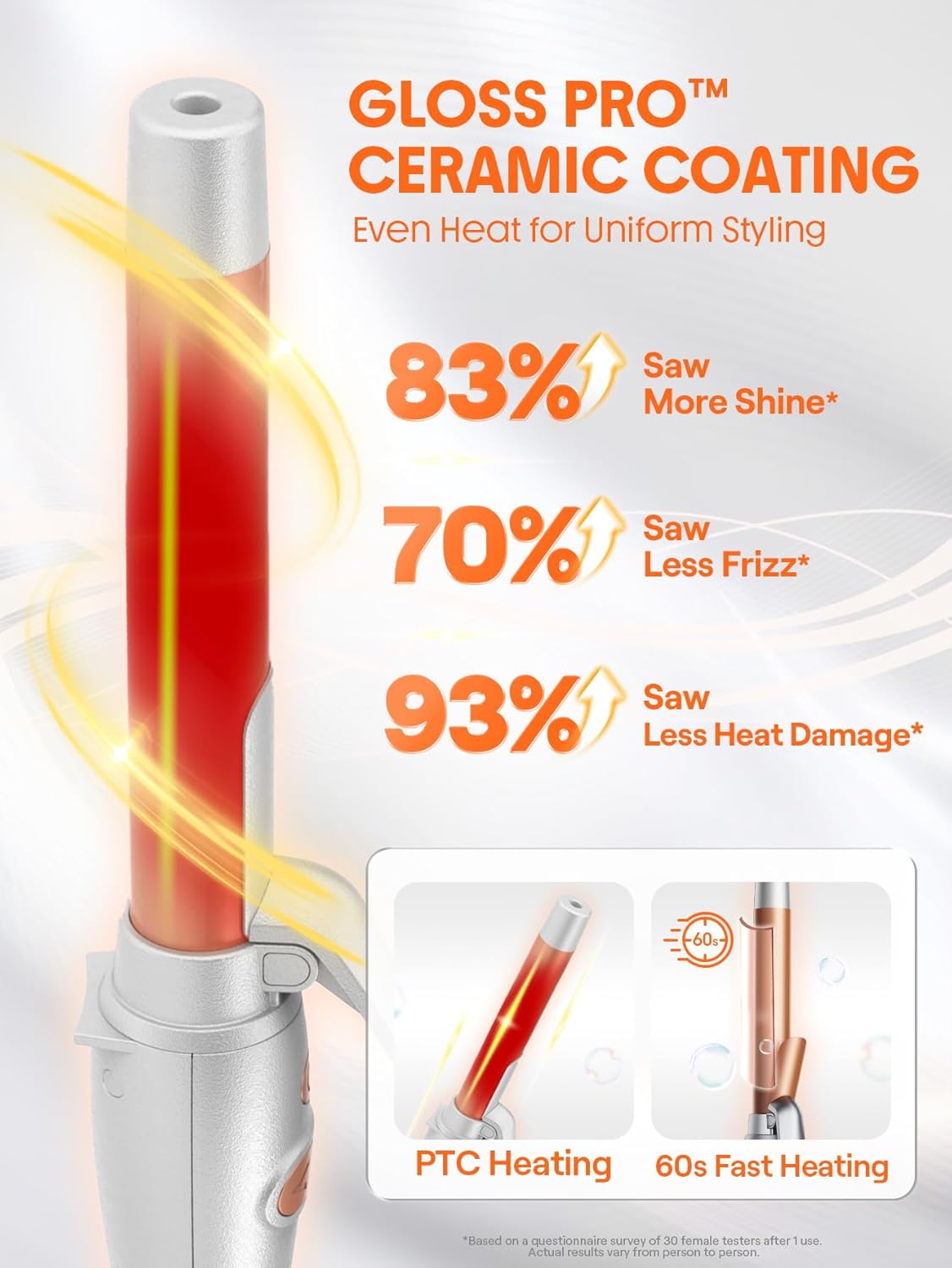 Automatic Curling Wand - 1 Inch Rotating Curling Iron for Long Hair | Self-Spinning Barrel up to 430°F