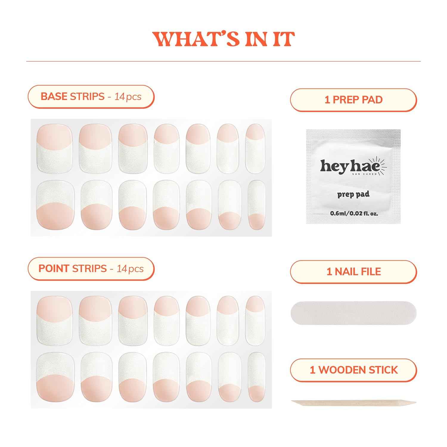 Semi Cured Gel Nail Strips Bundle - Heyhae Essentials 2 Pack with Got to Go Remover