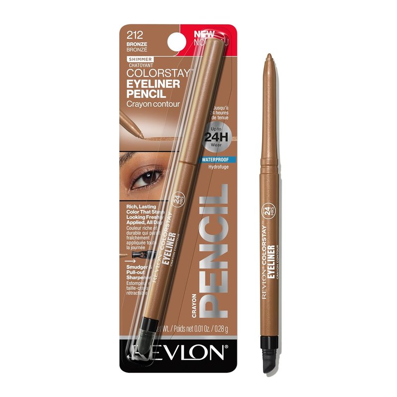 Revlon ColorStay Waterproof Eyeliner Pencil - Smudge-Proof, Long-Lasting Shimmer Finish | 212 Bronze, 0.01 oz