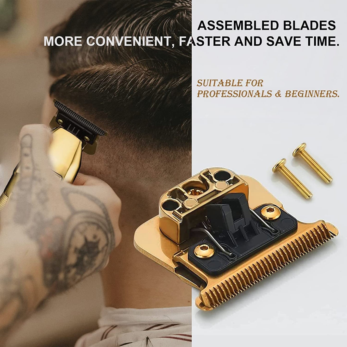 Gold FX Replacement Blades Compatible with BaByliss Trimmer Blades,DLC Replacement Blades Compatible with BaBylissPRO FX787 & FX726 Trimmers