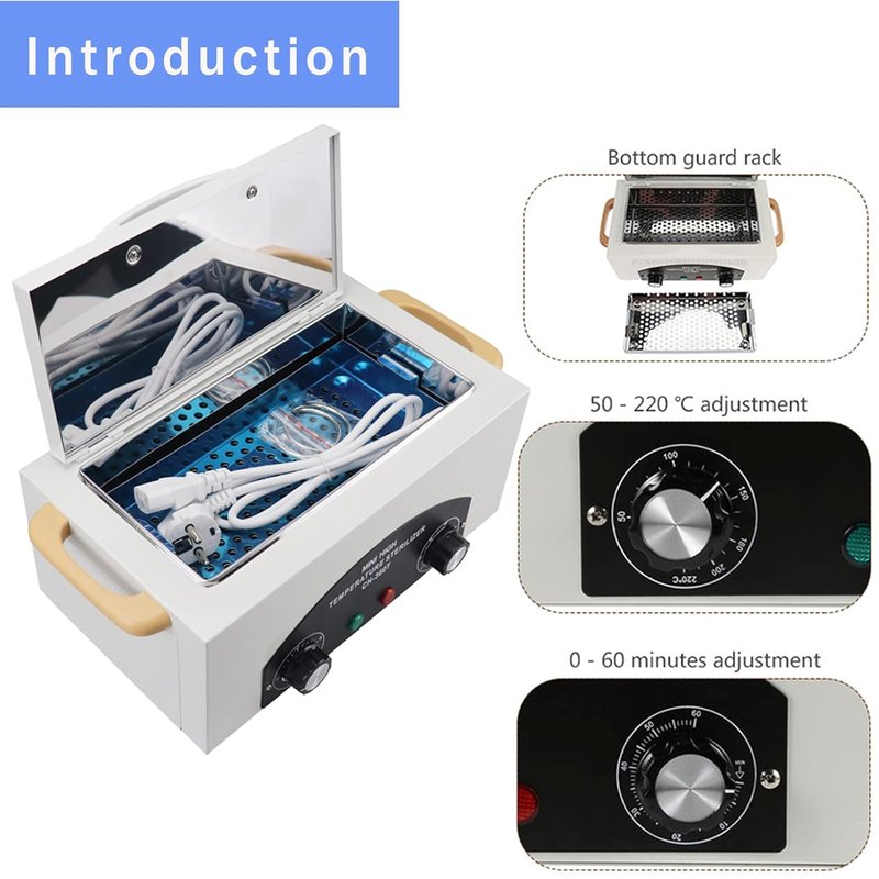 High Temperature Cleaning Box - 300W 1.5L Dry Heat Sterilizer Cabinet for Nail Tools & Spa Equipment | Stainless Tray Included