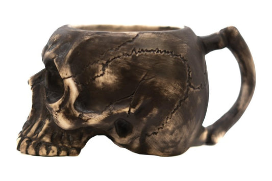 Burn The Ships Ceramic Skull Shave Bowl | Handmade Lather Mug for Men | Hot Foam Brush Dish | Vintage Razor Soap Holder | Beard Grooming Accessory | Luxury Gift for Him