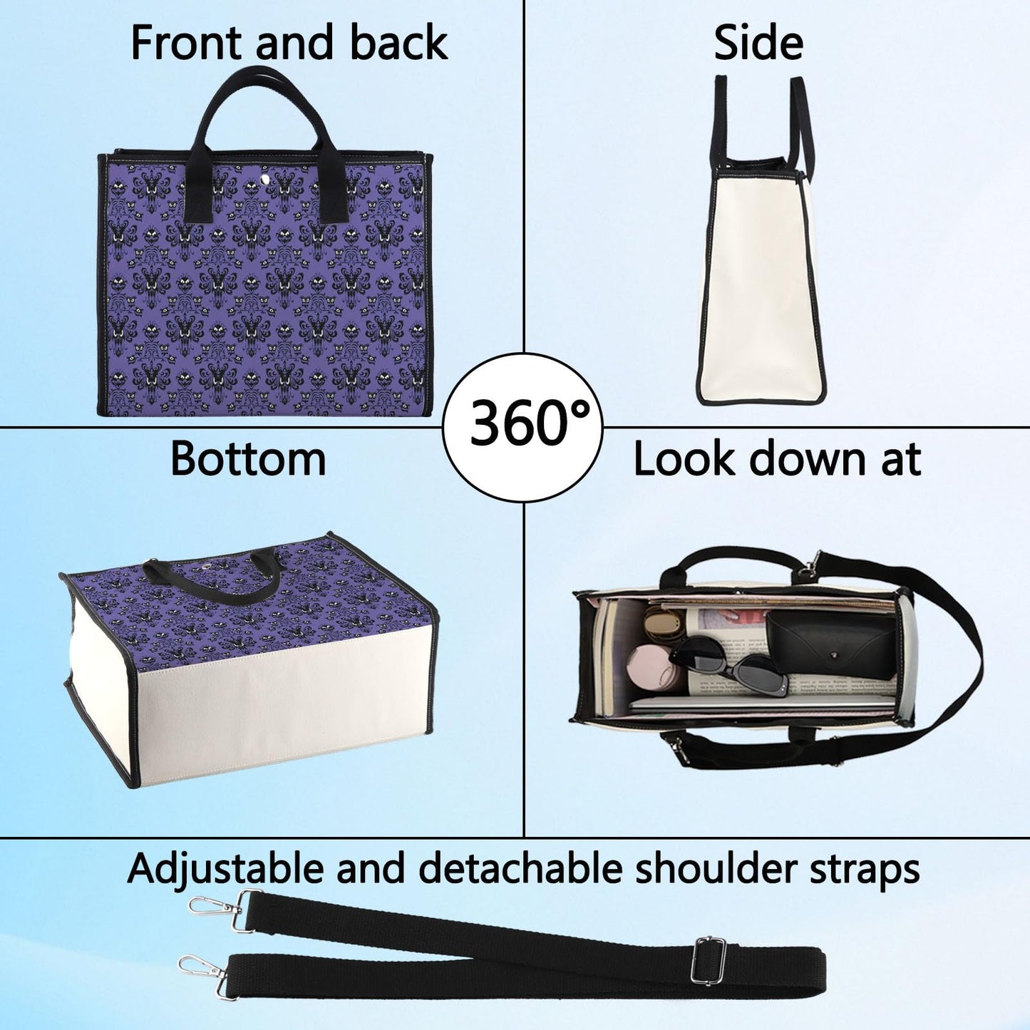 LEVLO Haunted Horror Makeup Bag - Spooky Purple Mansion Gift - Zipper Pouch Bag - Horror Ghost Merch