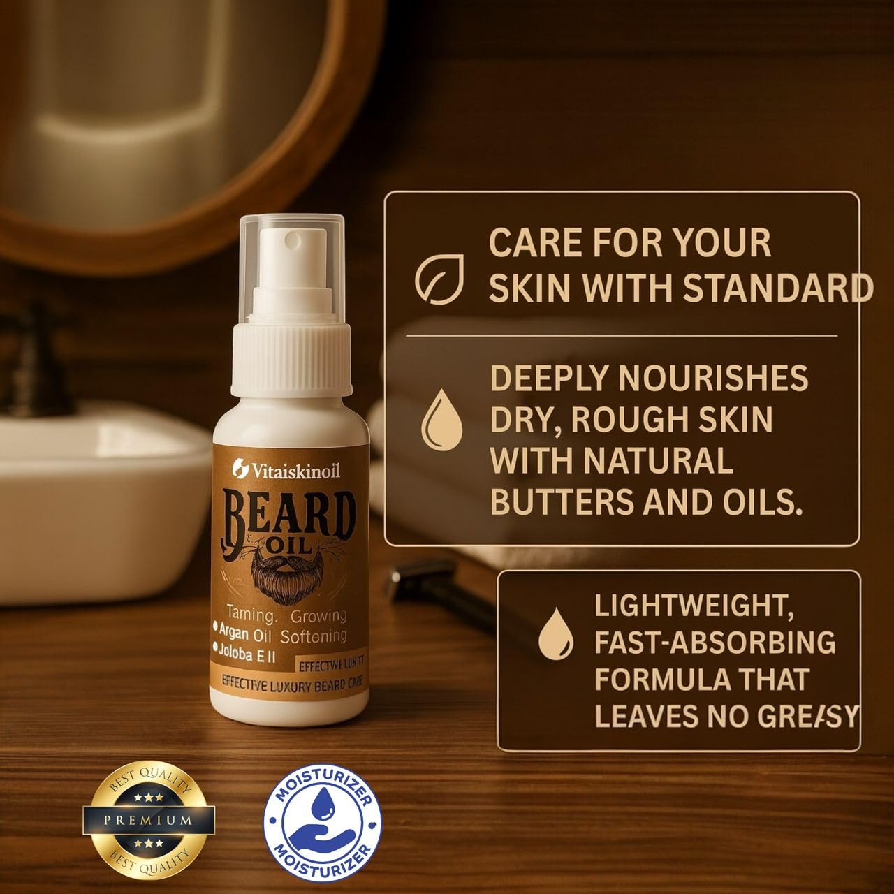 Beard Oil for Men - with Argan Jojoba & Vitamin E - Cologne Scent - 100 ml - taming conditioning & growth
