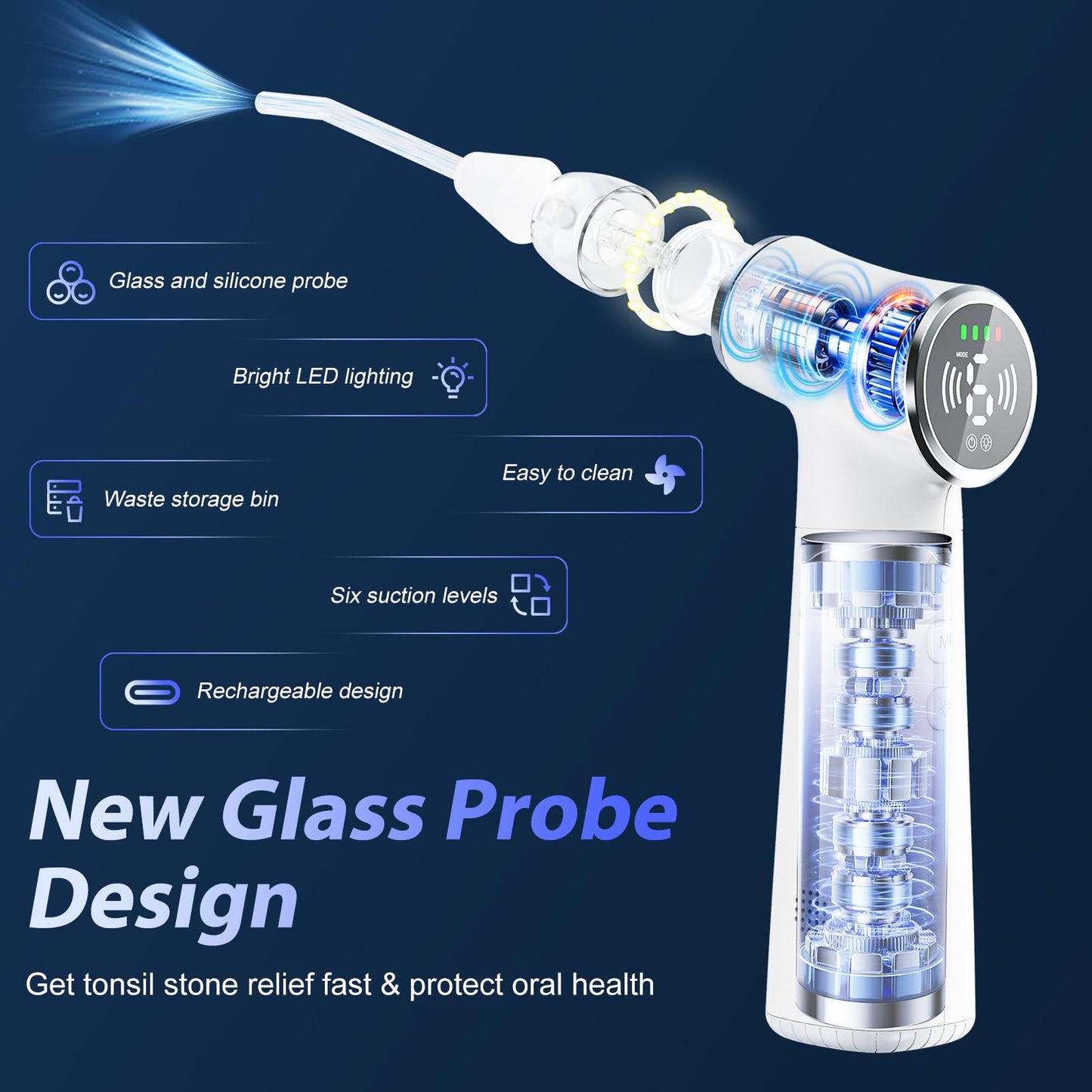 Upgraded Electric Tonsil Stone Remover – High-Precision & Painless Cleaning, Food-Grade Material, 6 Suction Levels | Tonsil Stone Removal Kit with LED Light, Oral Protection & 11 Attachments