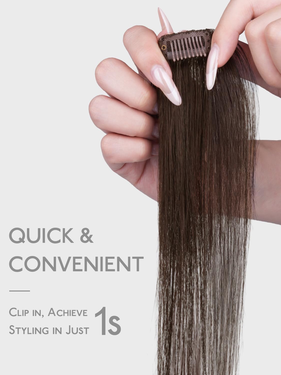 WENNALIFE Scalp Hair Fill-ins Clip in Hair Extensions Real Human Hair 14 inch 2pcs 10g Chocolate Brown Hair Extensions Clip Ins Invisible Scalp & Part Line Coverage Remy Extensiones De Cabello Humano
