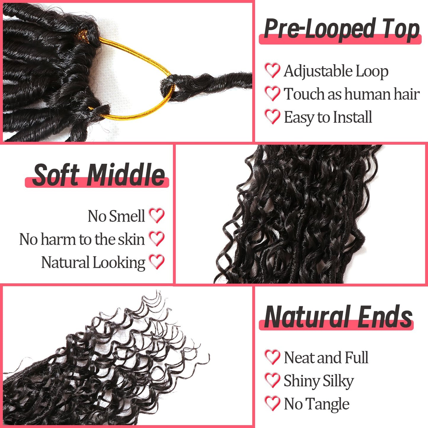 Goddess Locs Crochet Hair-30 Inch 8 Packs Boho Faux Locs Crochet Hair for Black Women Pre Looped Soft Locs with Curly Ends (1B#, 30 Inch(Pack of 8))