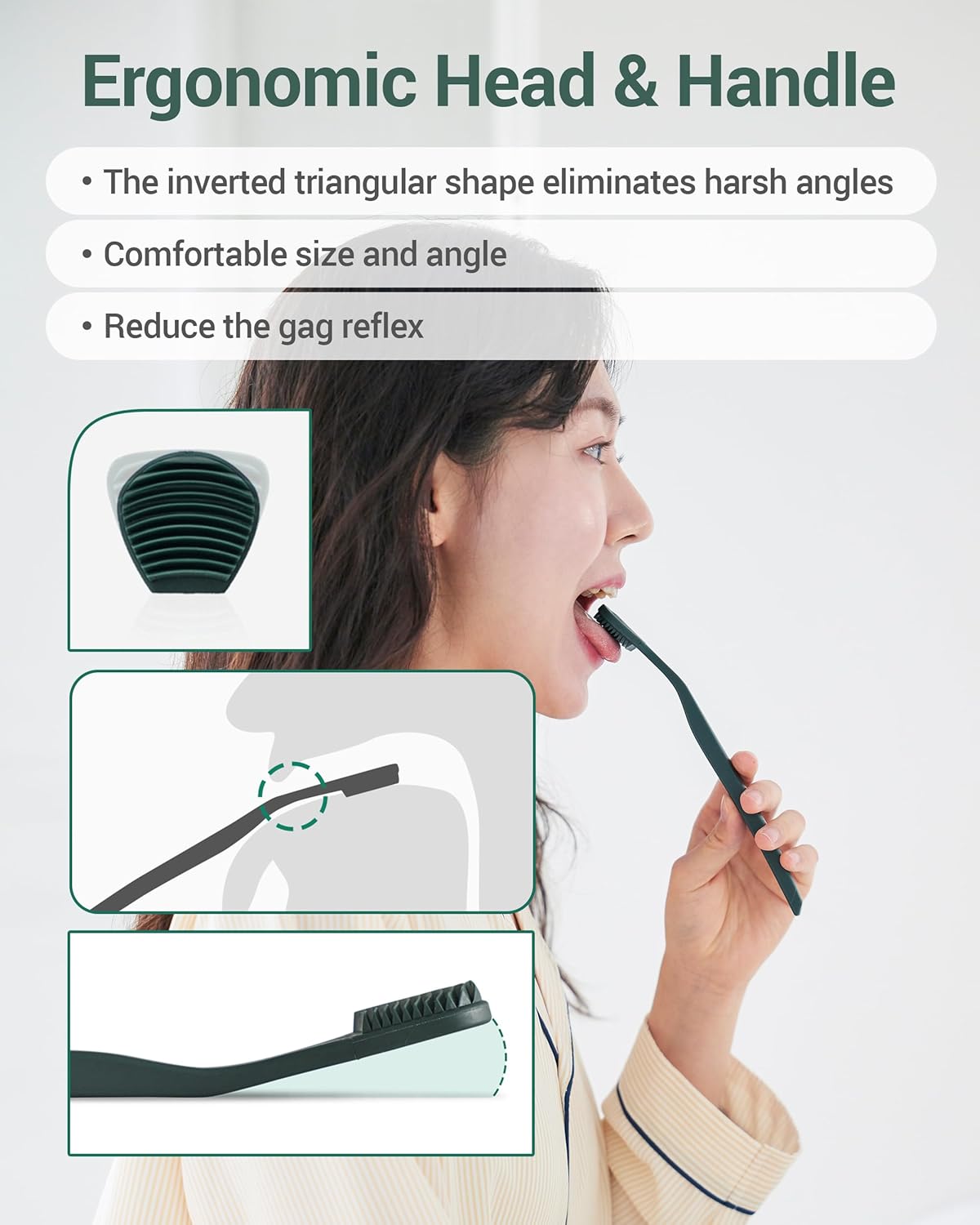 Tongue Scraper - 3 Replaceable Heads for 9 Months | Soft BPA-Free TPE Cleaner, Reduces Gag Reflex & Freshens Breath