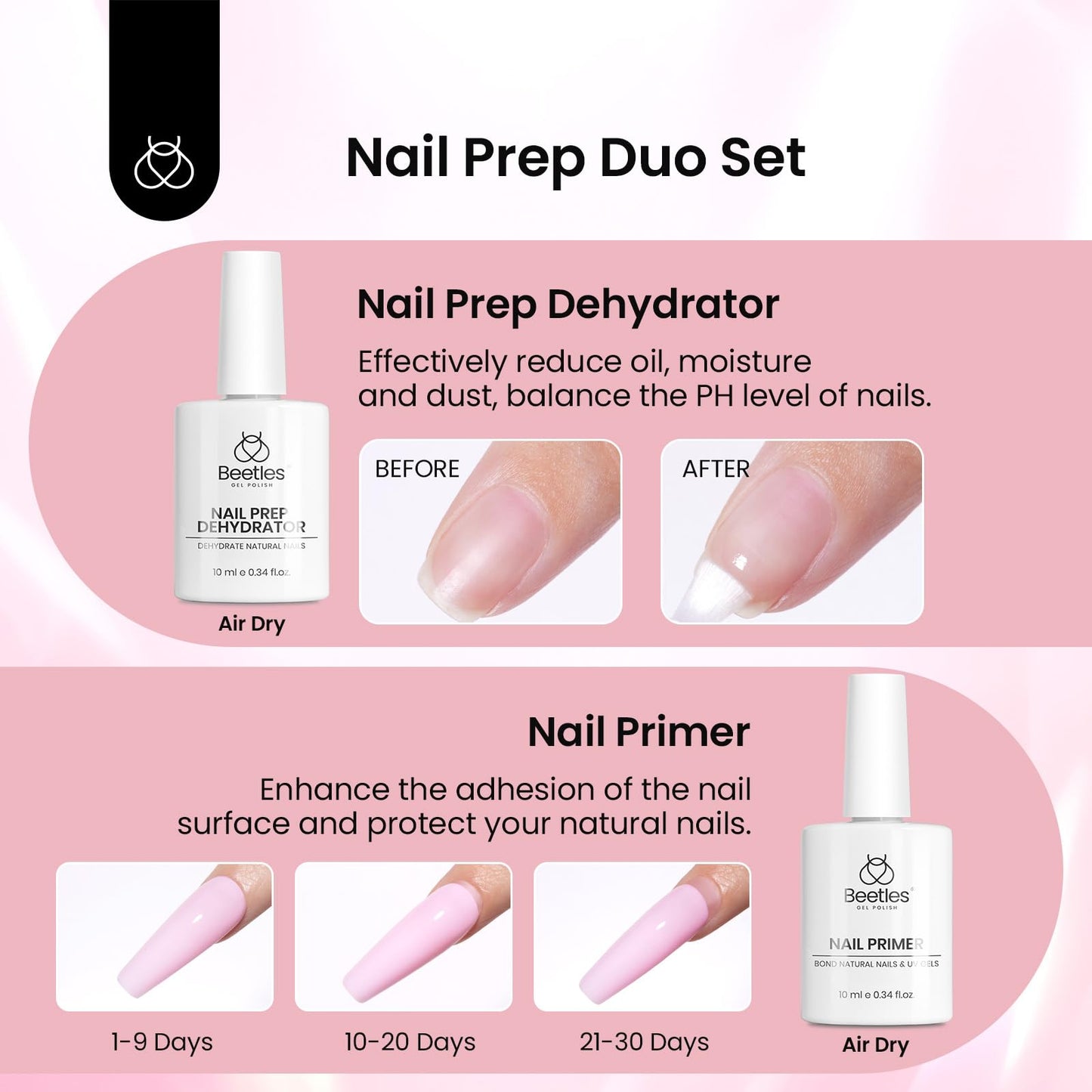 Beetles Gel Nail Kit Short Almond, with Dehydrator and Primer, 576Pcs Half Matte Etch-X Gel Nail Tips Solid Nail Glue Mini Lamp Acrylic Tips Easy DIY Extension Set Gift for Women
