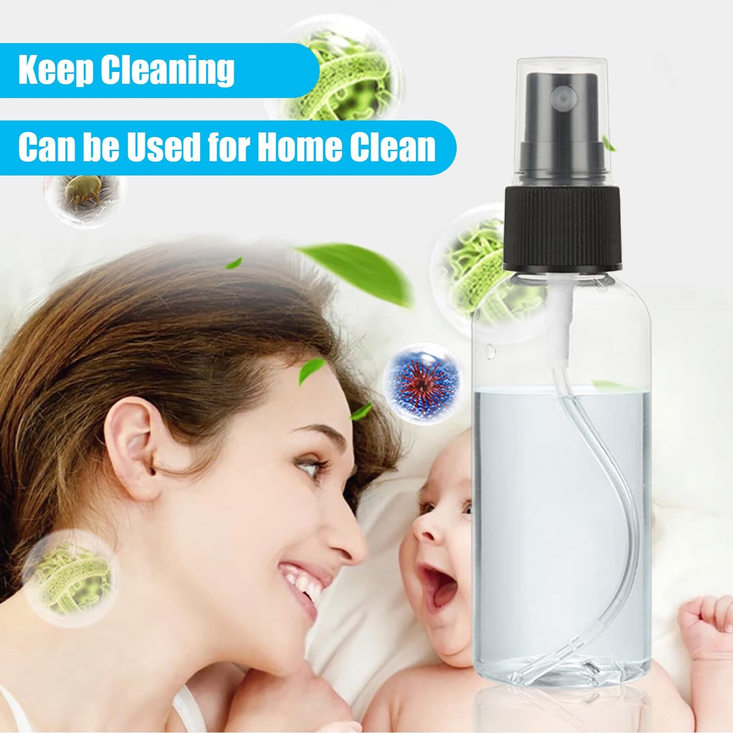 CertBuy 60 Pcs Small Plastic Spray Bottles, 2oz 60ml Empty Fine Mist Spray Bottles, Refillable Liquid Container Sprayer for Essential Oils Perfumes Travel Makeup, with 5 Pcs Funnels