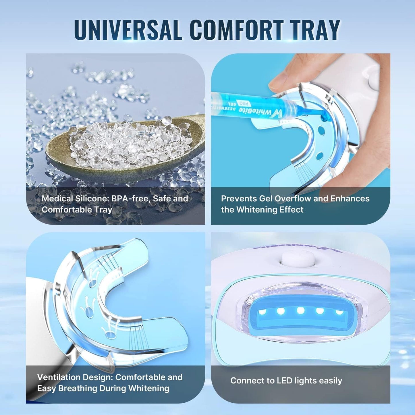 Teeth Whitening Kit for Sensitive Teeth - 4 Whitening & 2 Remineralizing Gels | LED Light System for Fast Results