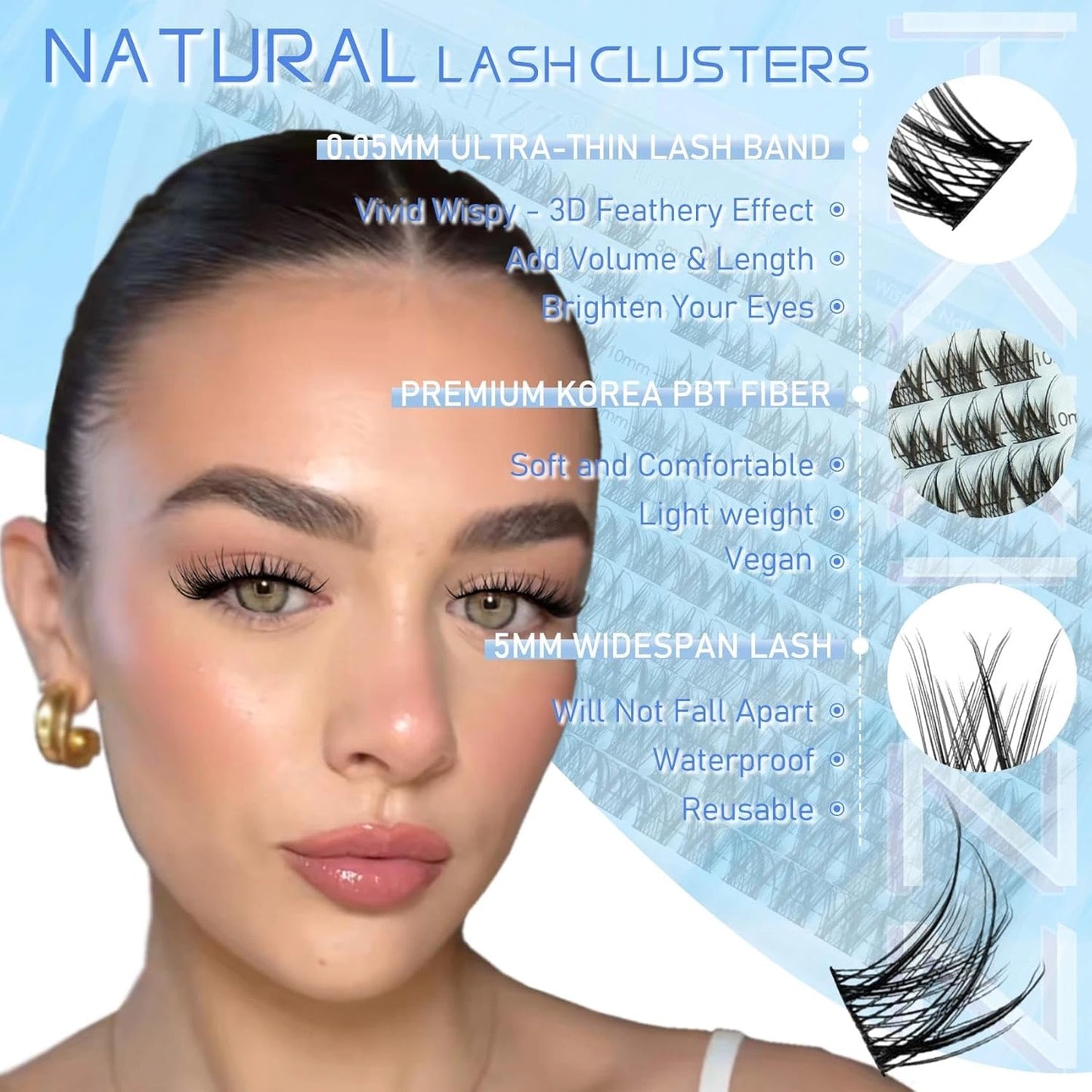 Wispy Lash Clusters - Natural Look Individual DIY Eyelash Extensions | 200 Pcs C Curl 8-16mm Ultra-Thin Soft Band