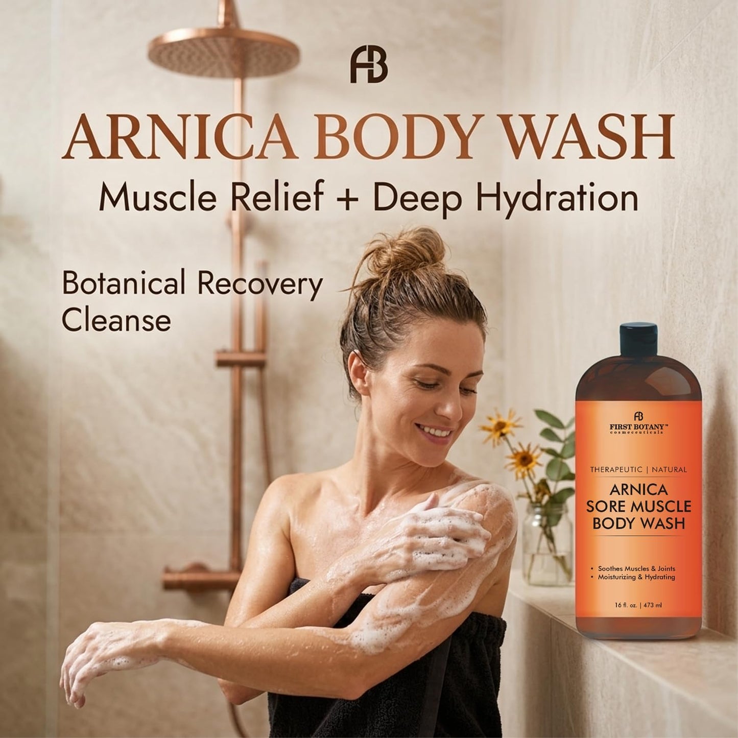 Natural Body Wash - All-Natural Skin Cleanser for Body Odor, Athlete's Foot, Jock Itch, and More | 16 fl oz (Arnica)