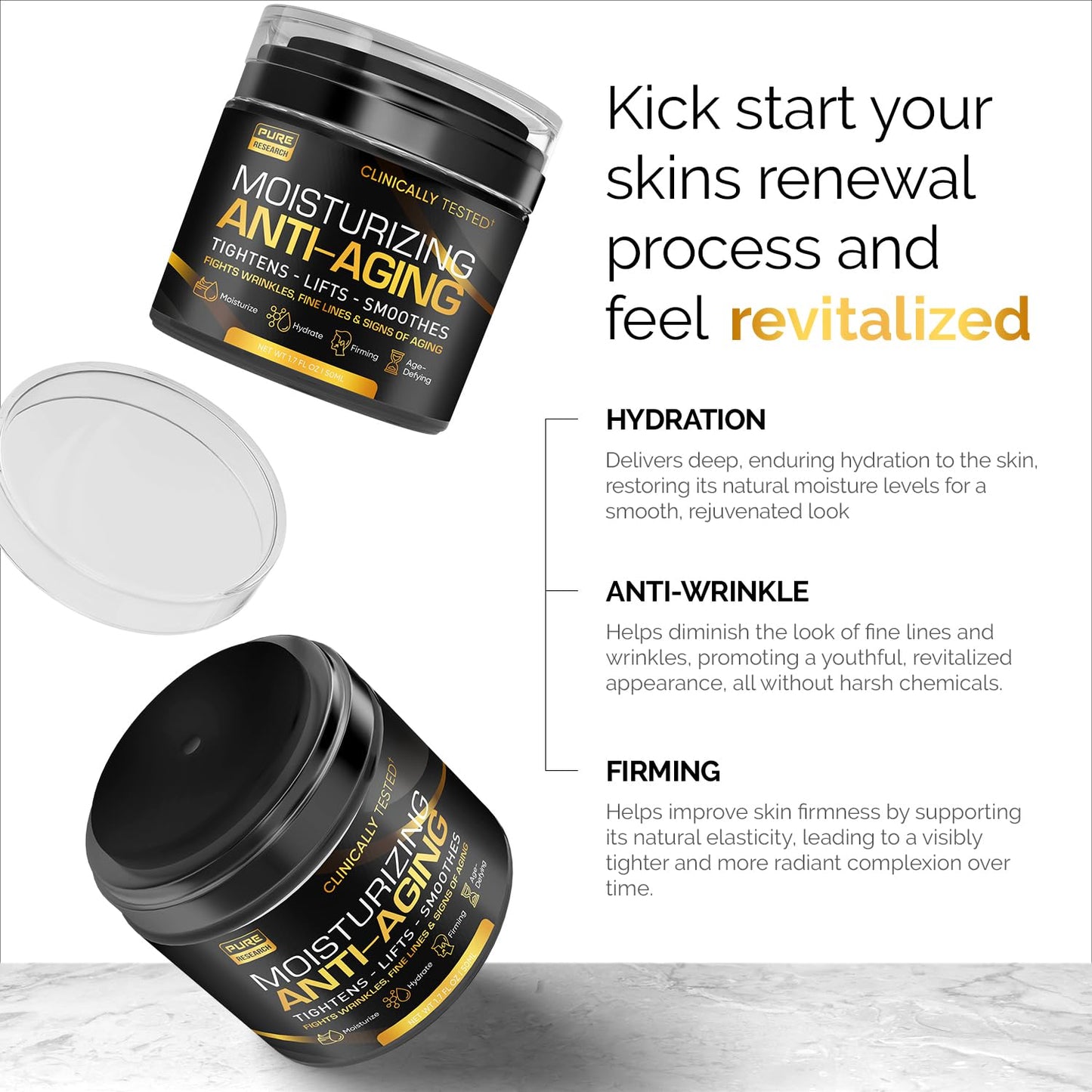 Men's Face Cream Moisturizer - Anti-Aging Collagen, Retinol & Hyaluronic Acid | 1.7 oz Day & Night Skin Care