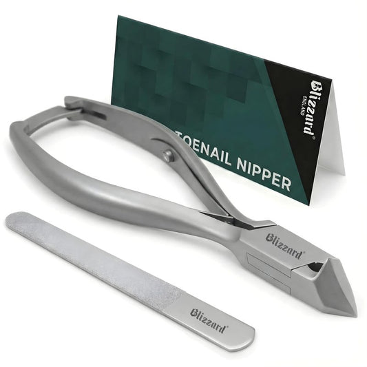 Blizzard Toenail Clippers - Podiatrist Toe Nail Clippers for Thick Nails for Seniors - German Forged Nail Cutter - Heavy Duty Nail Clippers for Men with Toenail File - 5.5" Moon Head, Double Spring