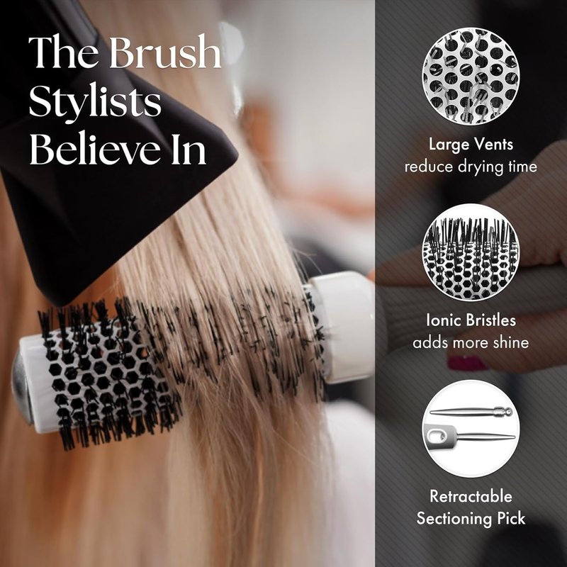 Olivia Garden Ceramic Ion Round Thermal Hair Brush | Professional Blowout Tool for Normal to Thick Hair