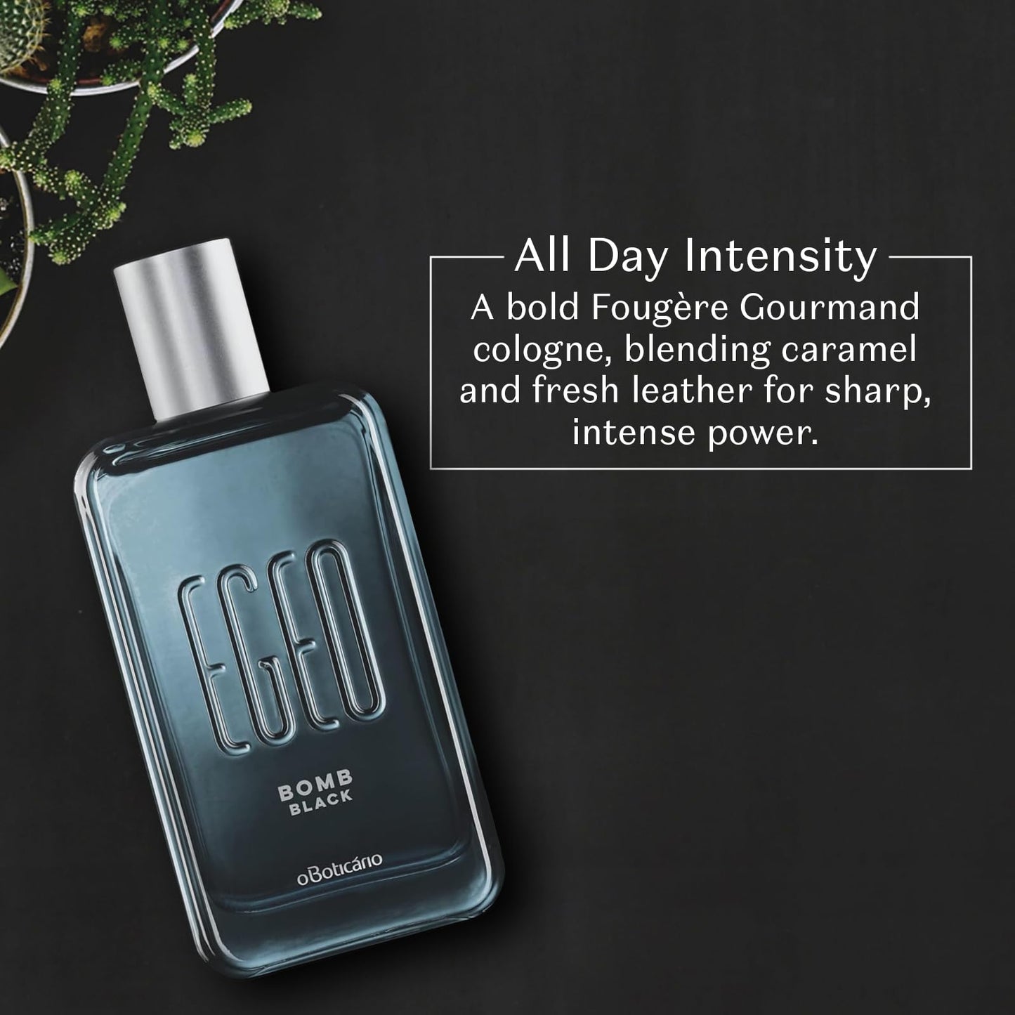 O BOTICARIO Egeo Bomb Black Eau de Toilette, Long-Lasting, Caramel & Leather, Men's Cologne Fragrance, 3 Ounce