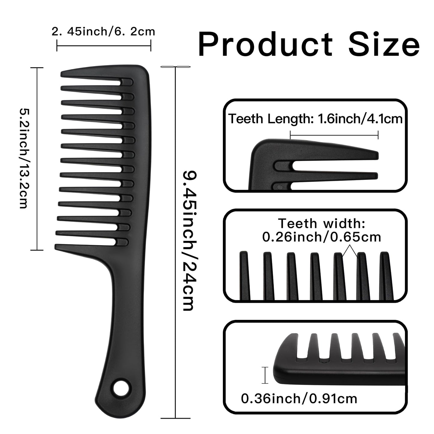 Wide Tooth comb, Large Detangling Comb for Women and Men, Durable Styling Brush for Curly, Long, Wet Hair Types - Professional Hair Care.