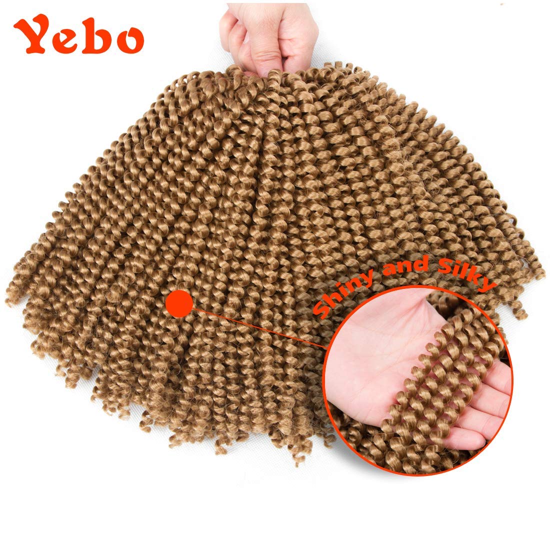 Yebo 30 Strands Spring Twist Hair 4 Packs Spring Twist Crochet Braiding hair 8 Inches Ombre Colors Synthetic Hair Extensions 30 Strands/Pack, 110g/Pack(1B,8Inch)