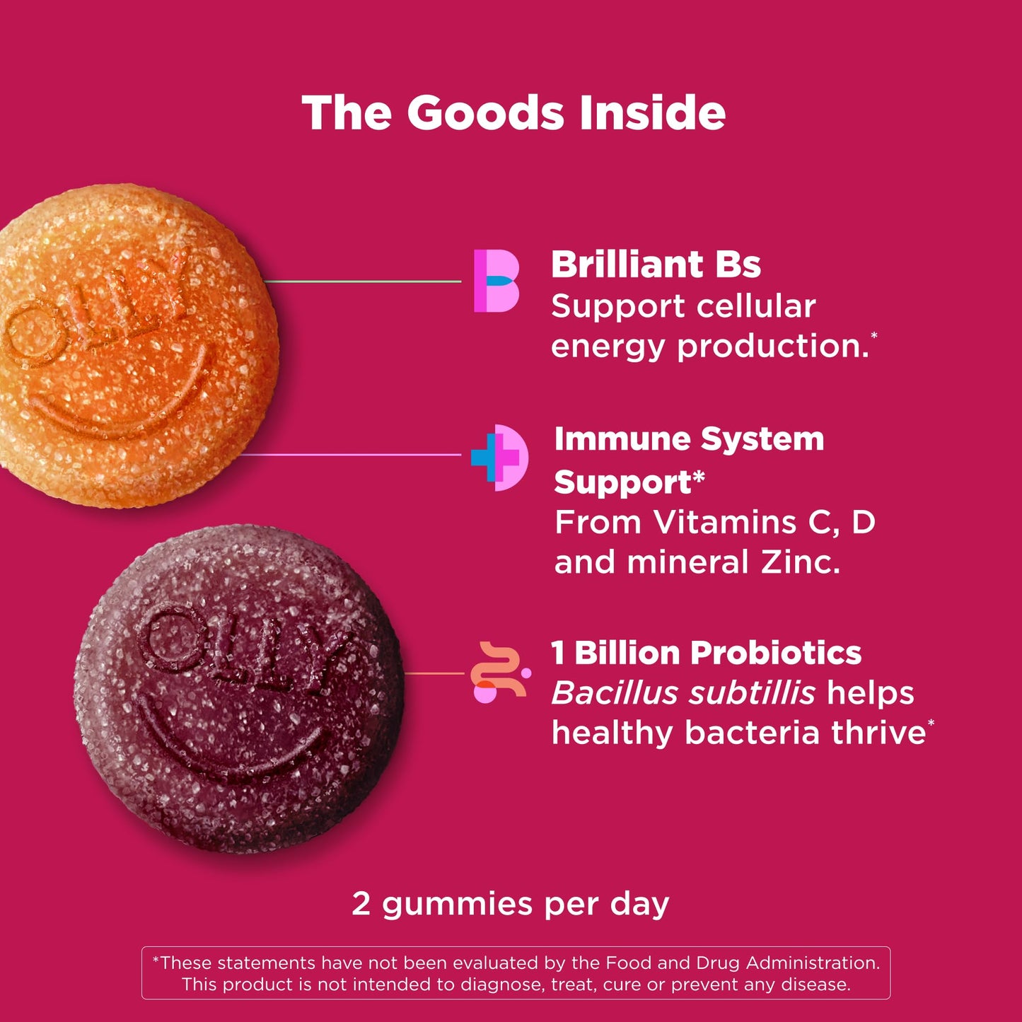 OLLY Multi + Probiotic Adult Multivitamin Gummy, Digestive and Immune System Support,* Chewable Supplement, Tropical Flavored, 35 Day Supply - 70 Count