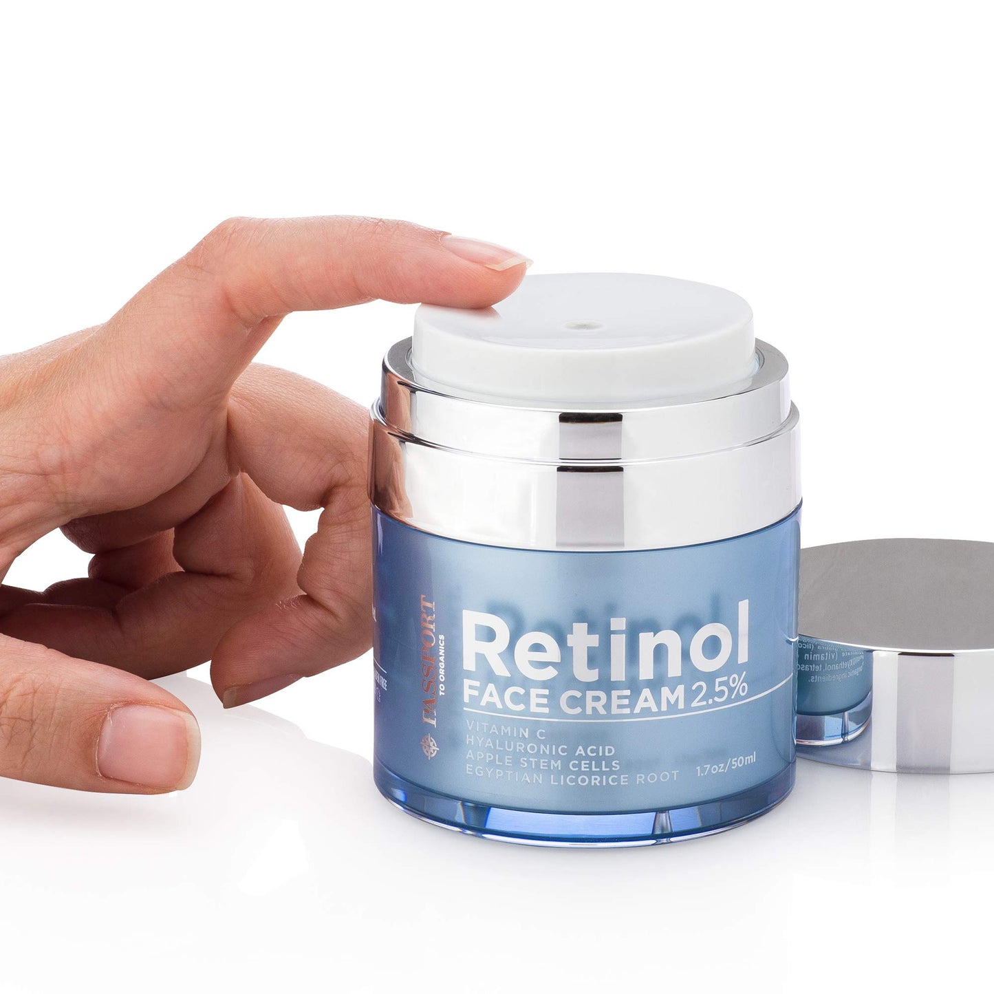 Passport to Organics Retinol 2.5% High Potency Face Cream - Anti-Aging Cream - Organic Moisturizing Cream with Vitamin C, Hyaluronic Acid & Essential Oils - Retinol Moisturizer for Dry Skin - 1.7oz