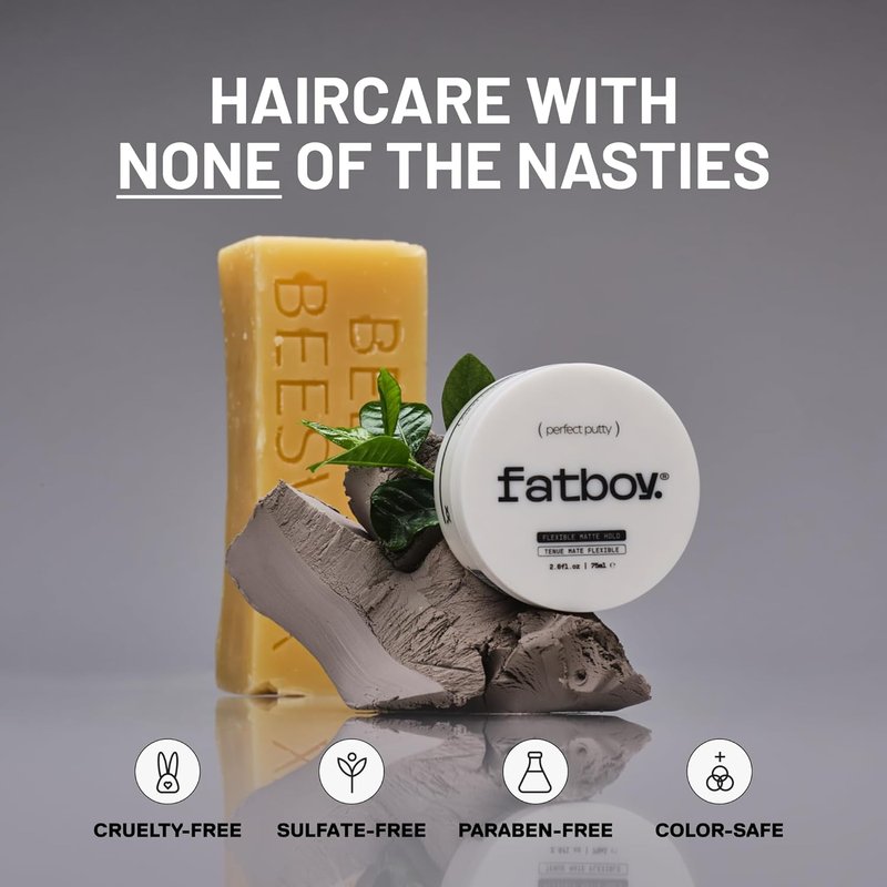 Fatboy Hair Perfect Putty - Kaolin Clay Styling Putty for Medium Hold & Volume | Matte Finish, 2.6 Oz