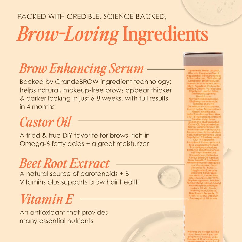 Grande Cosmetics GrandeBROW 2-in-1 Tinted Brow Gel + Brow Enhancing Serum for Thicker & Darker-Looking Eyebrows, Shape & Fill Brows, with Castor Oil & Mini Fibers - Taupe, Travel Size (0.07 fl oz)