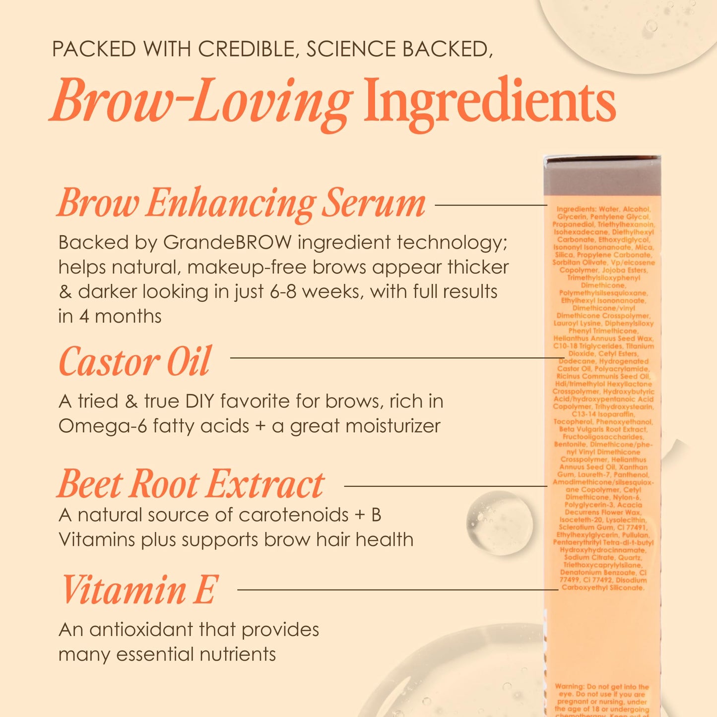 Grande Cosmetics GrandeBROW 2-in-1 Tinted Brow Gel + Brow Enhancing Serum for Thicker & Darker-Looking Eyebrows, Shape & Fill Brows, with Castor Oil & Mini Fibers - Dark, Travel Size (0.07 fl oz)