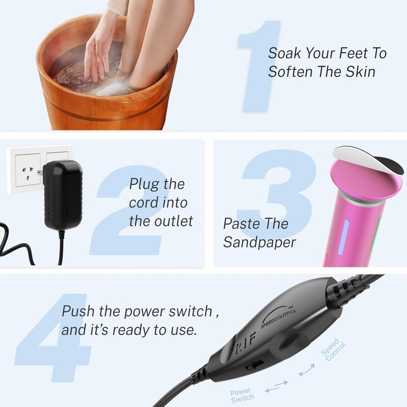 Electric Foot Callus Remover, Painless 2-in-1 Electric Foot Filer - 80 Discs, Adjustable Speed, Professional Pedicure Tool for Dry Cracked Heels, Home Spa & Salon (Pink)