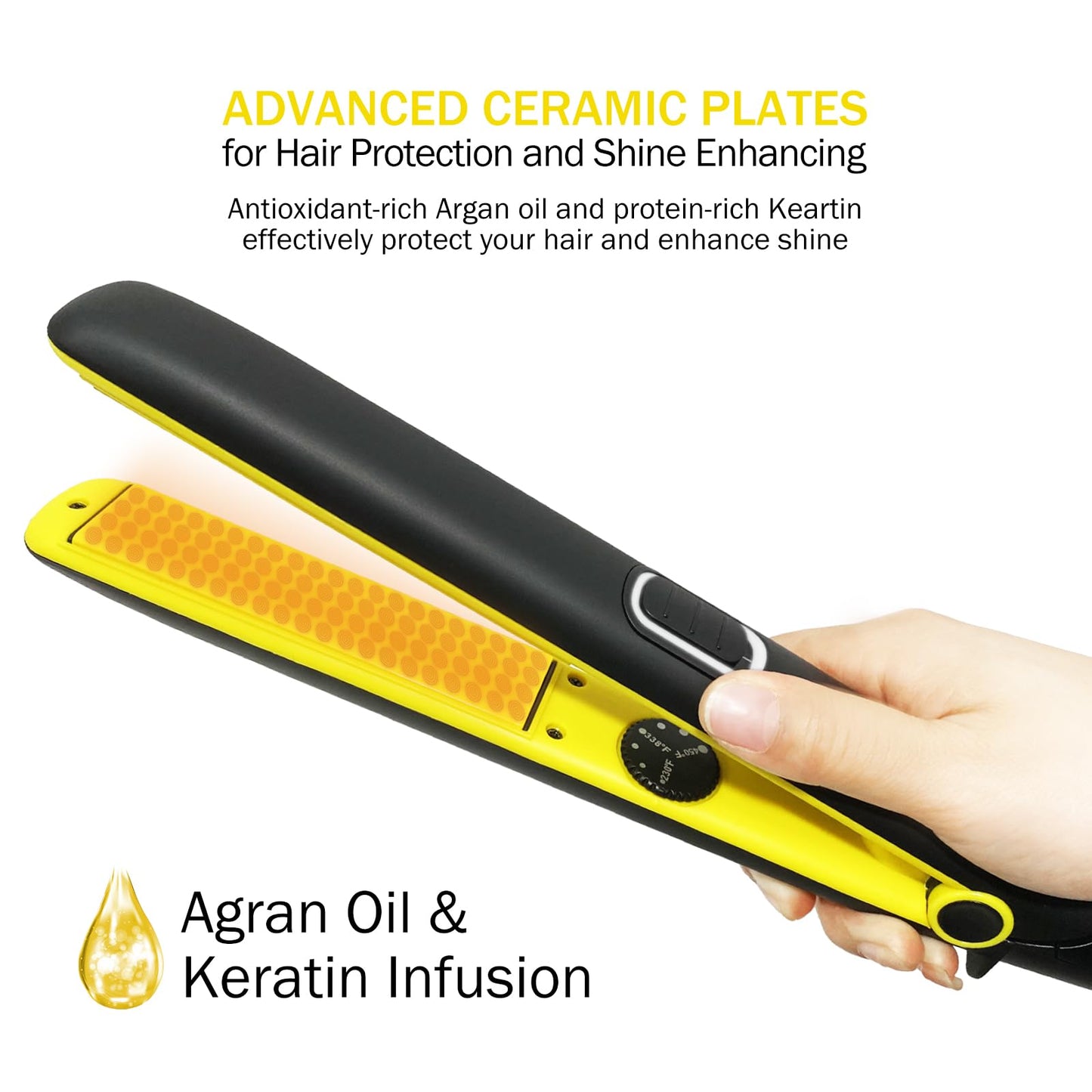 IBROO Flat Iron Ceramic Hair Straightener, 15% Plus Long 1 inch Tourmaline Curling Straightening Iron in One, 230 to 450℉ Straight Iron for Black Women Hair, Dual Voltage Flatiron 110v-220v for Travel